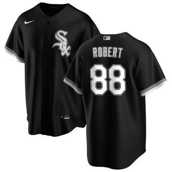 NIKE Men's Luis Robert Chicago White Sox Black Alternate Premium Twill Replica Jersey Official Team Jersey Sports Fan Apparel