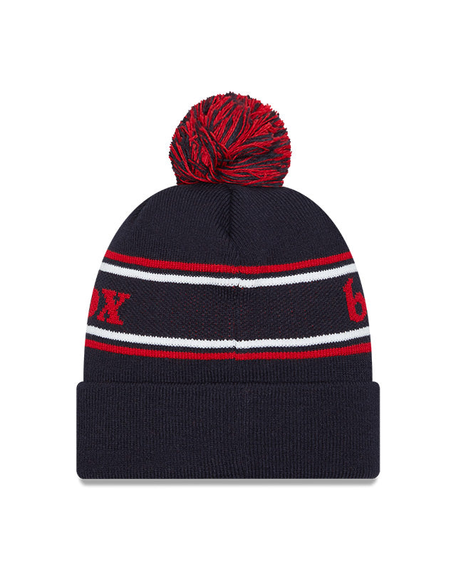 Boston Red Sox Navy New Era Marquee Cuffed Knit Hat with Pom Official Team Hat Sports Fan Cap