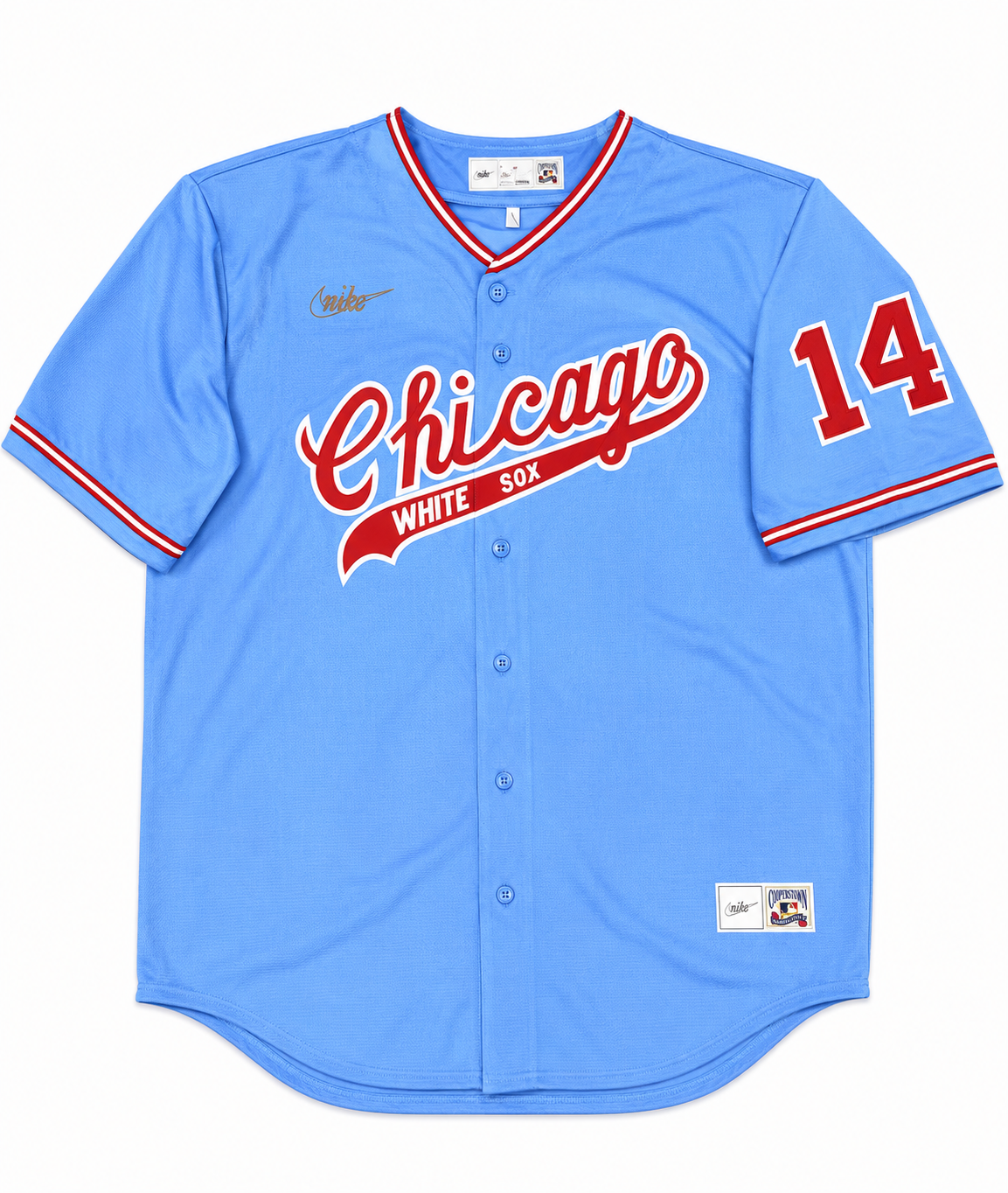 Men's Bill Melton Chicago White Sox Cooperstown Road Powder Blue/Red 1972 Premium Stitch Replica Jersey Official Team Jersey Sports Fan Apparel
