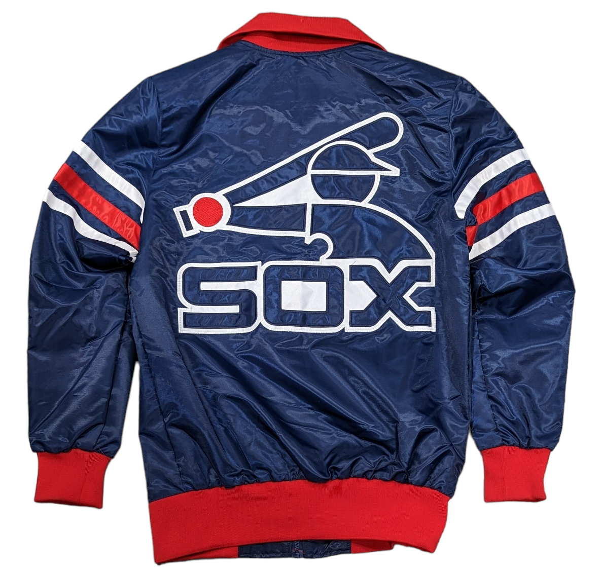 Men's Chicago White Sox The Captain II Cooperstown Collection Navy Starter Varsity Jacket Official Team Hat Sports Fan Cap
