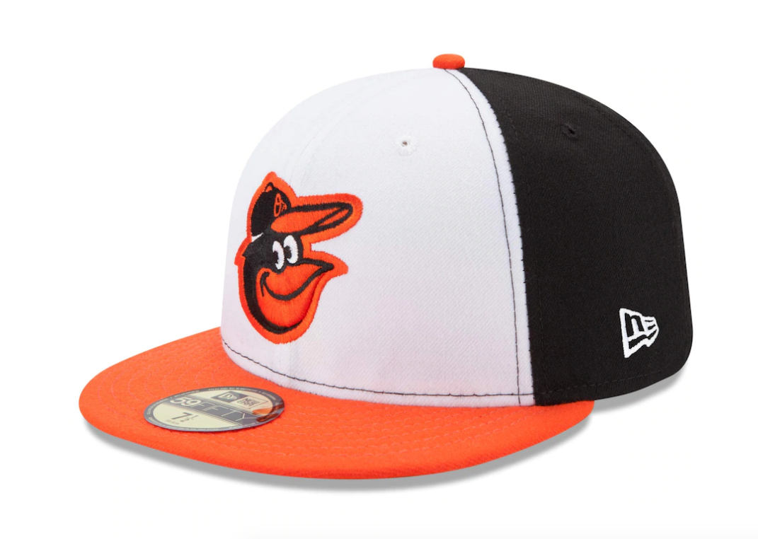 Men's Baltimore Orioles New Era White/Orange Home Authentic Collection On-Field 59FIFTY Fitted Hat Official Team Hat Sports Fan Cap