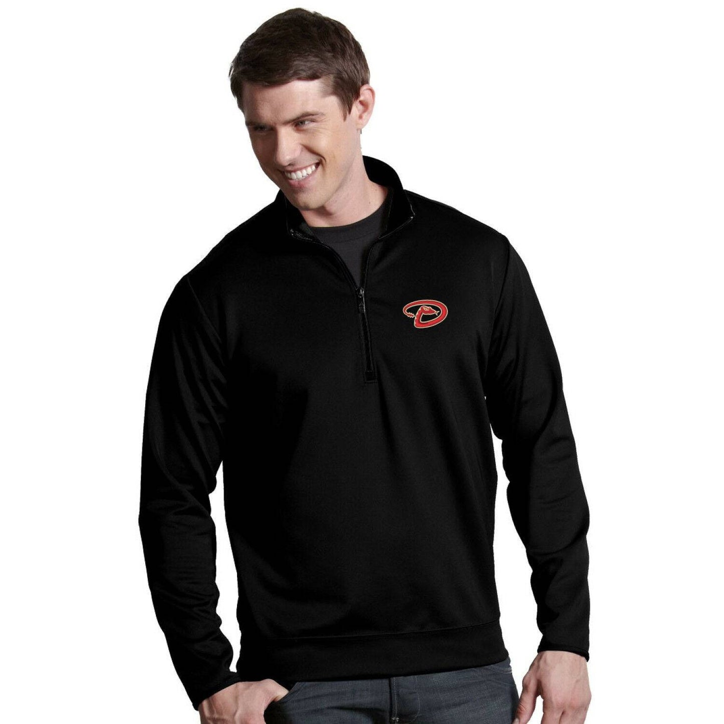 Antigua Men's Arizona Diamondbacks Leader Black Quarter-Zip Pullover Official Sports Fan Gear