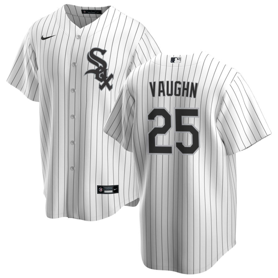 NIKE Men's Andrew Vaughn Chicago White Sox Home White Premium Stitch Replica Jersey Official Team Jersey Sports Fan Apparel
