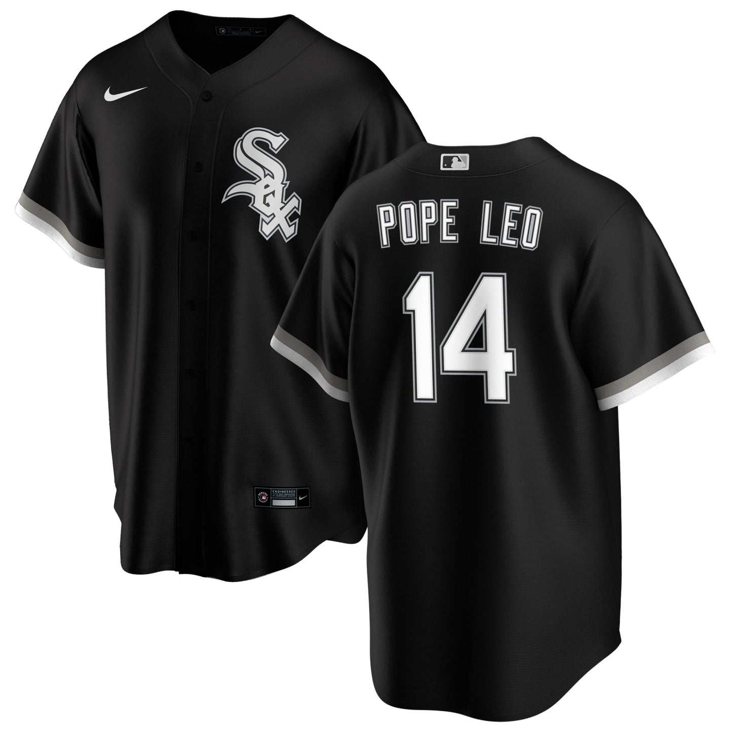 Pope Leo #14 Chicago White Sox NIKE Replica Men's Alternate Black Premium Twill Jersey Official Team Jersey Sports Fan Apparel
