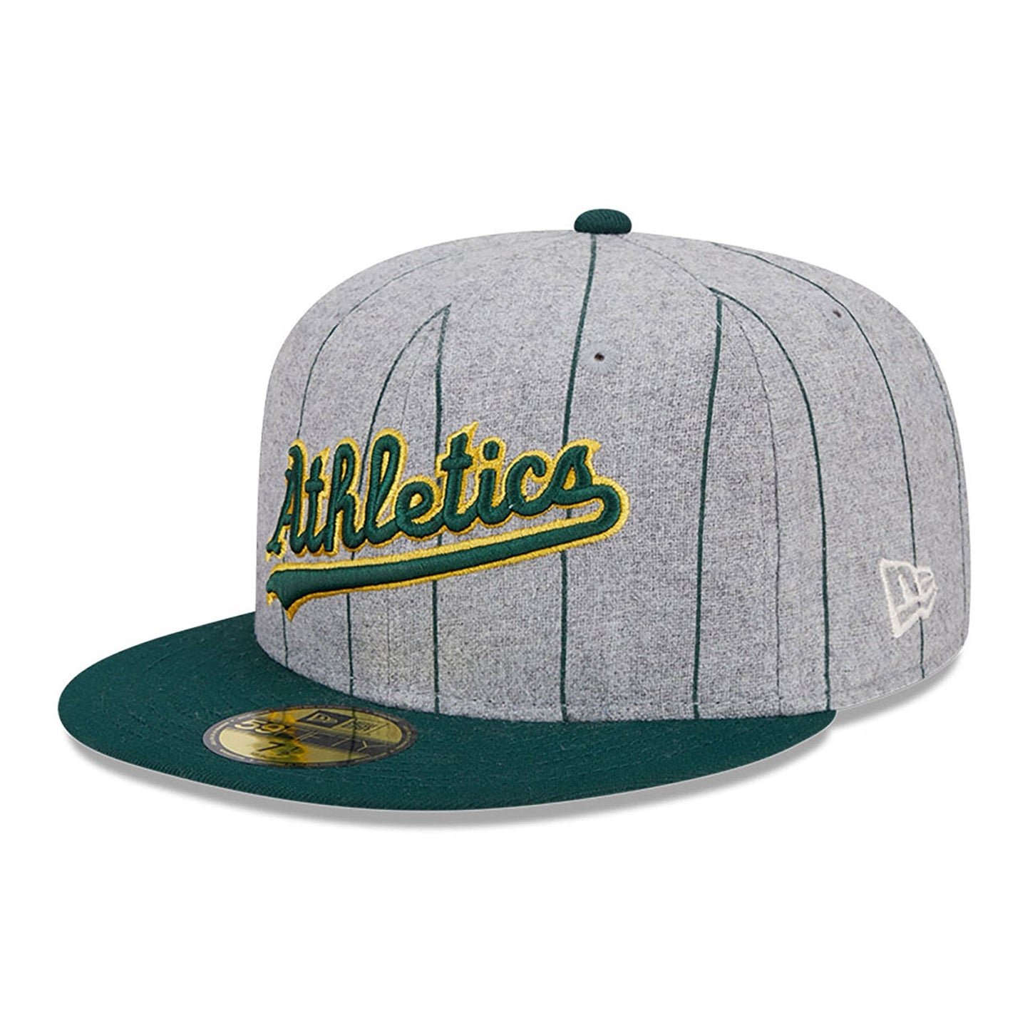 Oakland Athletics Heather Pinstripe MLB 59FIFTY Fitted New Era Official Team Hat Sports Fan Cap