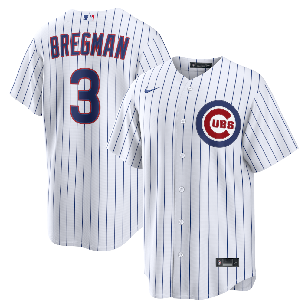 Mens Chicago Cubs Alex Bregman White Home Premium Twill Replica Jersey Official Team Jersey Sports Fan Apparel