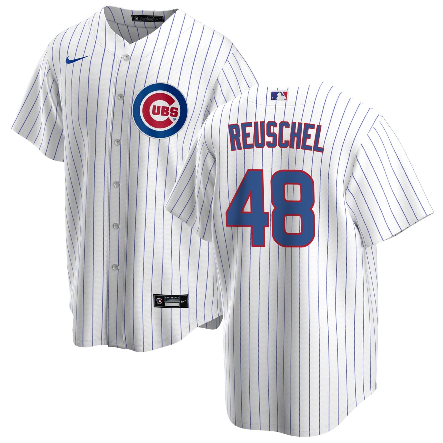 NIKE Men's Rick Reushel Chicago Cubs White Home Premium Stitch Replica Jersey Official Team Jersey Sports Fan Apparel
