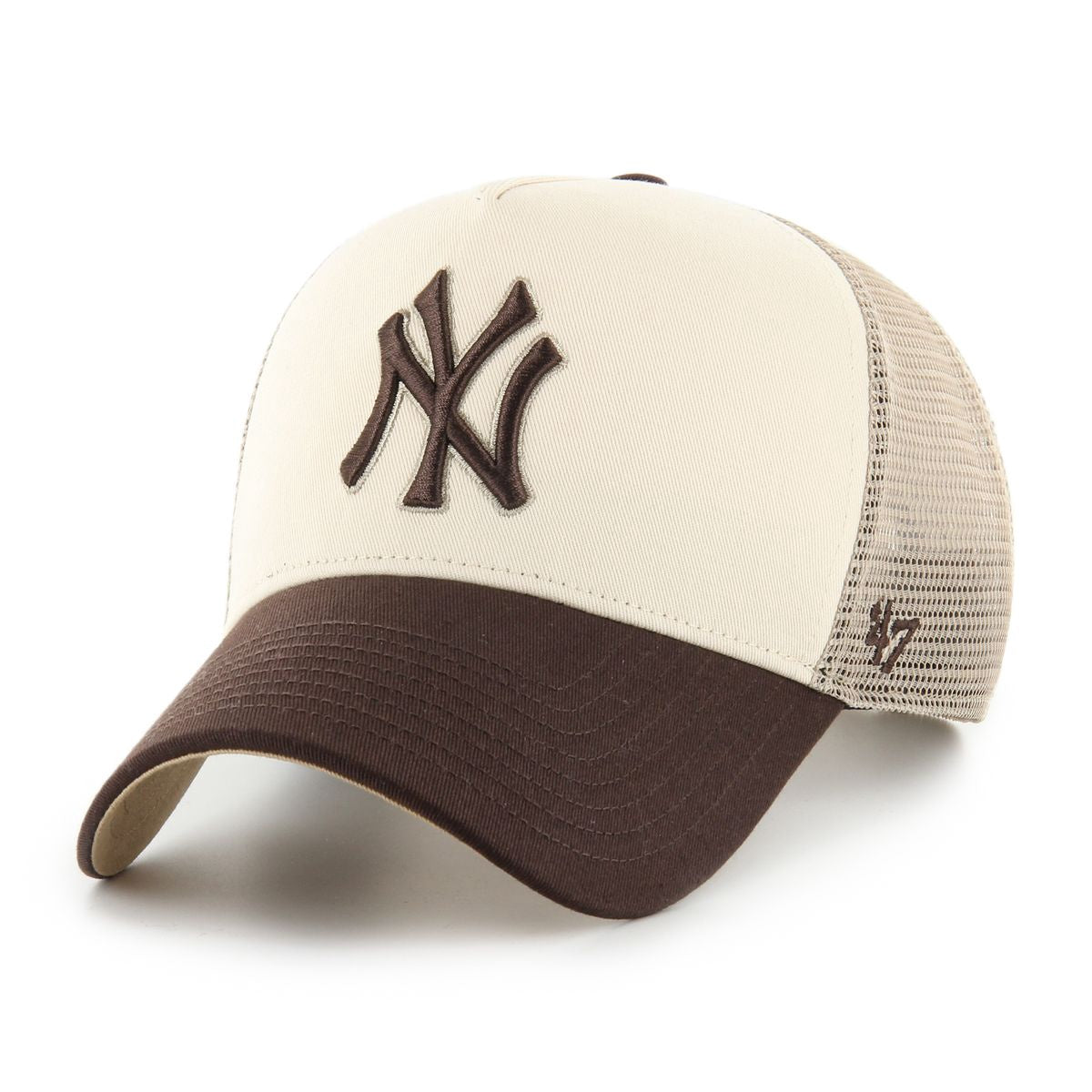 New York Yankees MLB Ballpark Mesh TT '47 Offside DT Beige/Brown Official Sports Fan Gear
