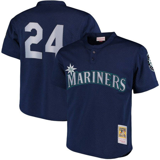 Men's Seattle Mariners Ken Griffey Jr. 1995 Mitchell & Ness Navy Cooperstown Collection Mesh Batting Practice Jersey Official Team Jersey Sports Fan Apparel