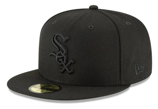Men's Chicago White Sox New Era Tonal Black On Black 59FIFTY Fitted Hat Official Team Hat Sports Fan Cap