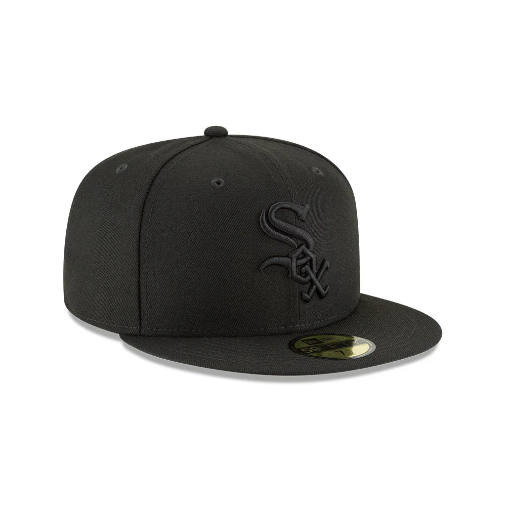 Men's Chicago White Sox New Era Tonal Black On Black 59FIFTY Fitted Hat Official Team Hat Sports Fan Cap