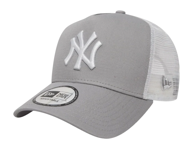 New York Yankees MLB League Essential A-Frame Trucker Snapback New Era Gray/White Official Team Hat Sports Fan Cap