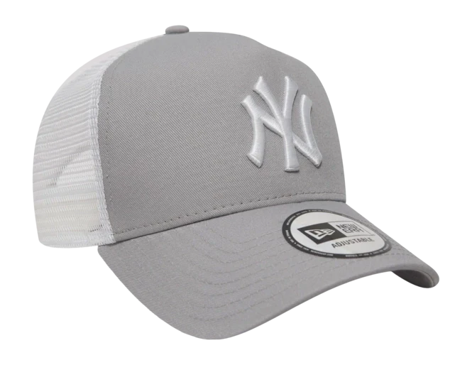 New York Yankees MLB League Essential A-Frame Trucker Snapback New Era Gray/White Official Team Hat Sports Fan Cap