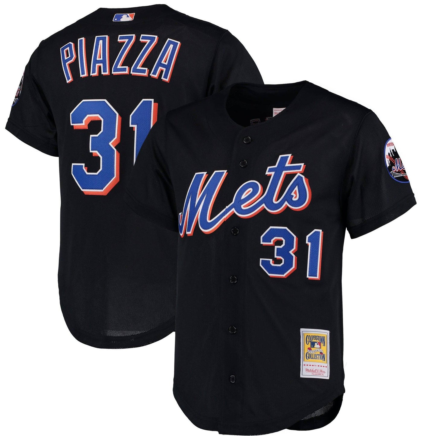 Men's New York Mets Mike Piazza Mitchell & Ness Black Cooperstown Collection Mesh Batting Practice Jersey Official Team Jersey Sports Fan Apparel