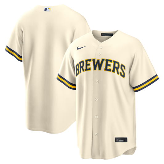Men's Milwaukee Brewers Nike Cream Home Replica Team Jersey Official Team Jersey Sports Fan Apparel