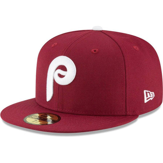 Men's Philadelphia Phillies New Era Maroon Cooperstown Collection Wool 59FIFTY Fitted Hat Official Team Hat Sports Fan Cap