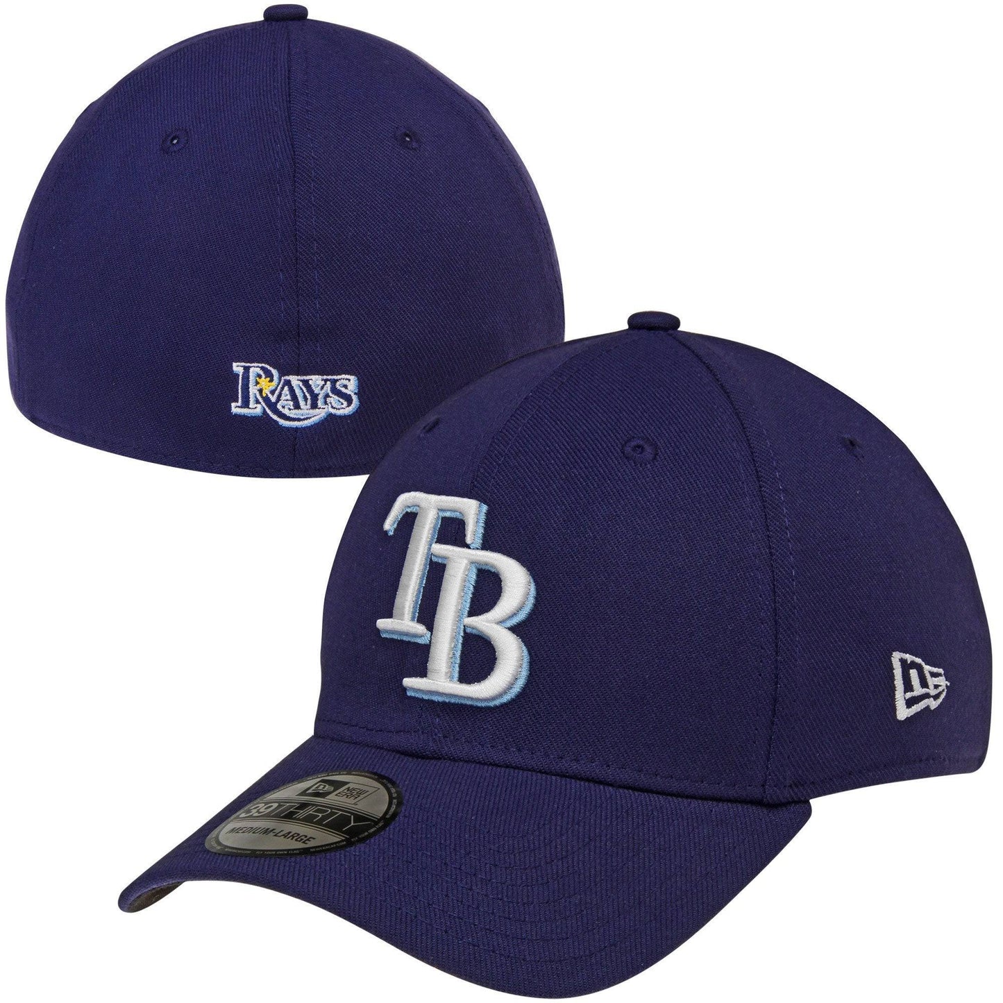 Men's Tampa Bay Rays New Era Navy MLB Team Classic 39THIRTY Flex Hat Official Team Hat Sports Fan Cap