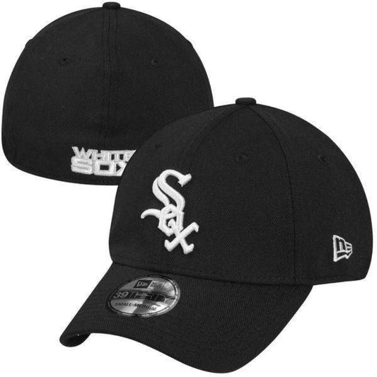 Men's Chicago White Sox New Era Black MLB Team Classic 39THIRTY Flex Hat Official Team Hat Sports Fan Cap