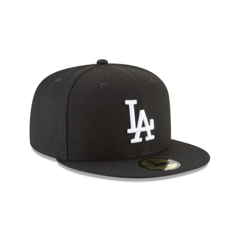 Los Angeles Dodgers MLB Basic 59FIFTY Fitted New Era Black/White Official Team Hat Sports Fan Cap