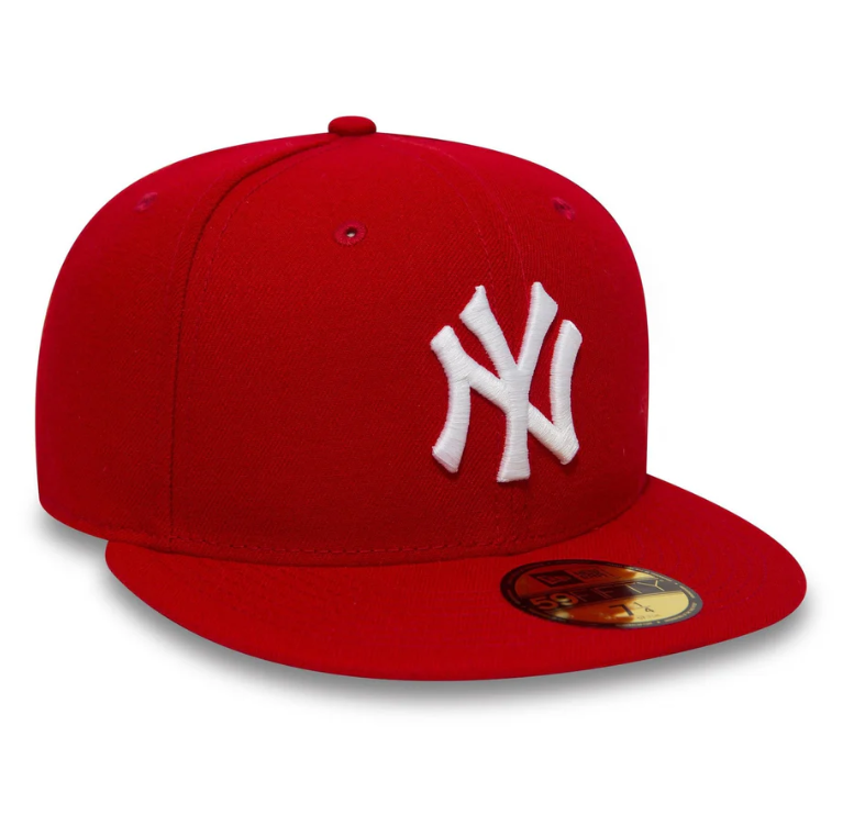New York Yankees MLB League Essential 59FIFTY Fitted New Era Red/White Official Team Hat Sports Fan Cap