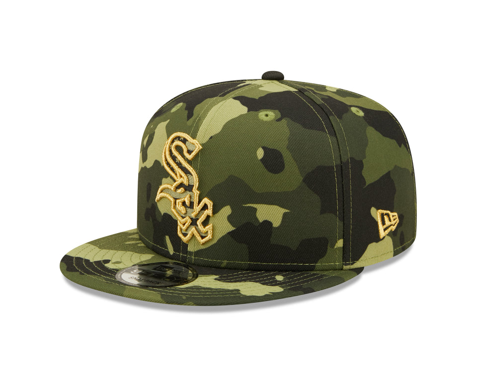 Men's Chicago White Sox New Era 2022 Armed Forces Day Camo 9FIFTY Snapback Adjustable Hat Official Team Hat Sports Fan Cap