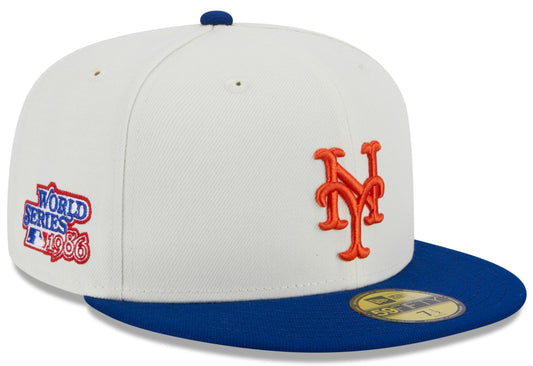 New York Mets 1982 World Series Cream/Royal New Era Retro 59FIFTY Fitted Hat Official Team Hat Sports Fan Cap