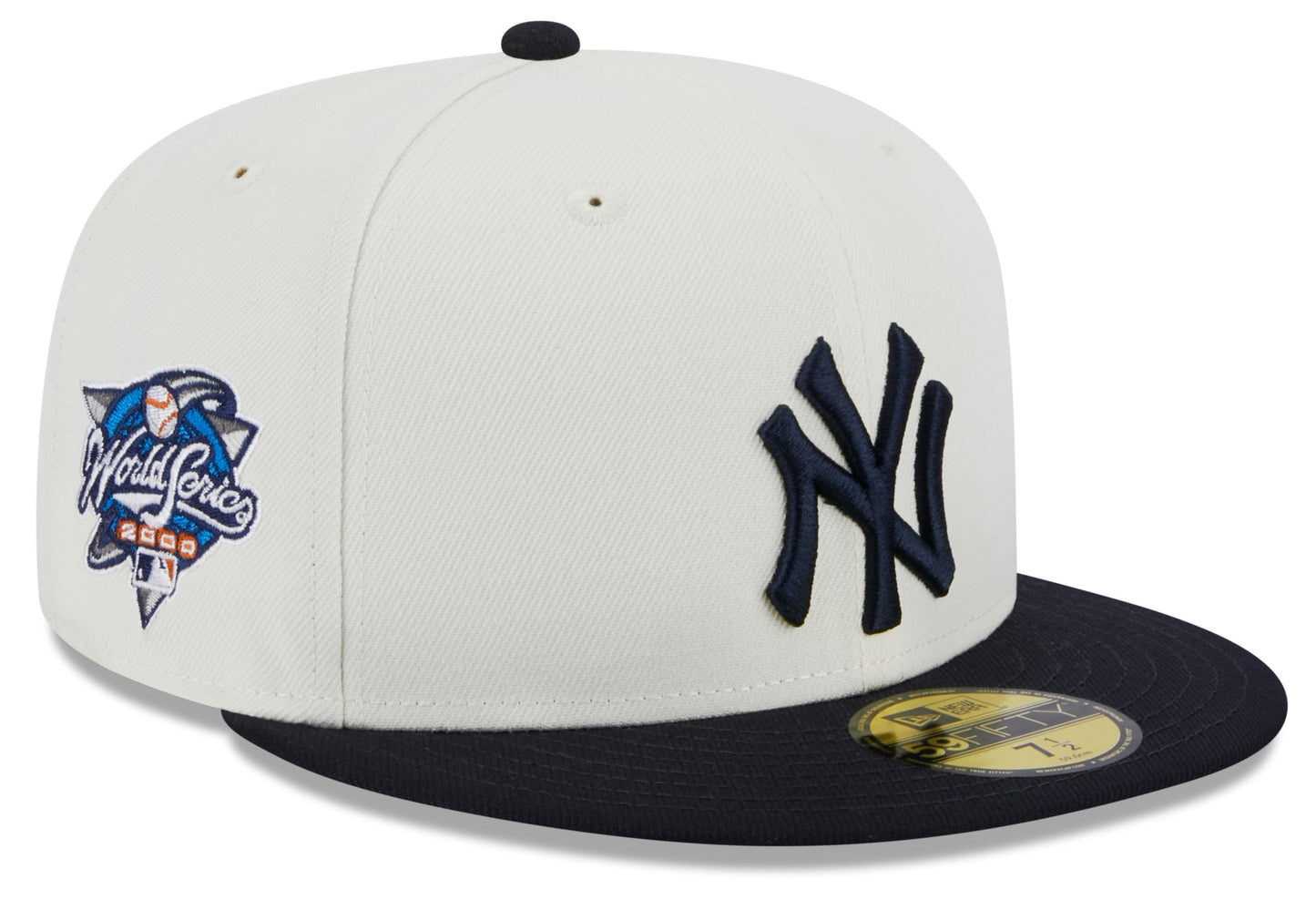 New York Yankees 2000 World Series Cream/Navy New Era Retro 59FIFTY Fitted Hat Official Team Hat Sports Fan Cap