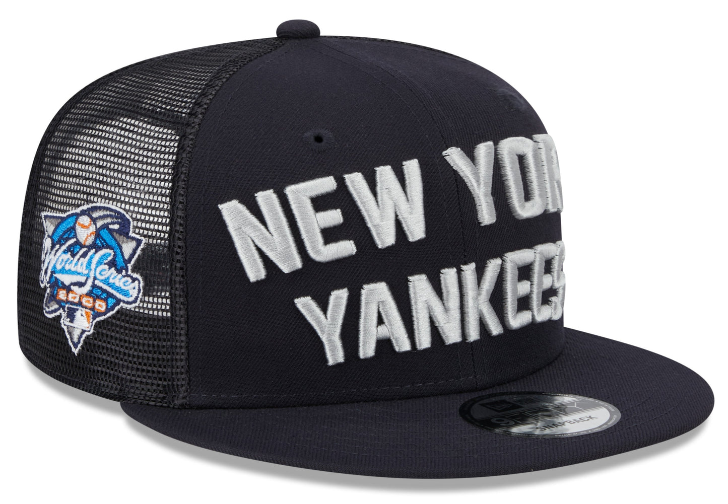 New York Yankees New Era Navy Stacked 9FIFTY Mesh Trucker Snapback Hat Official Team Hat Sports Fan Cap
