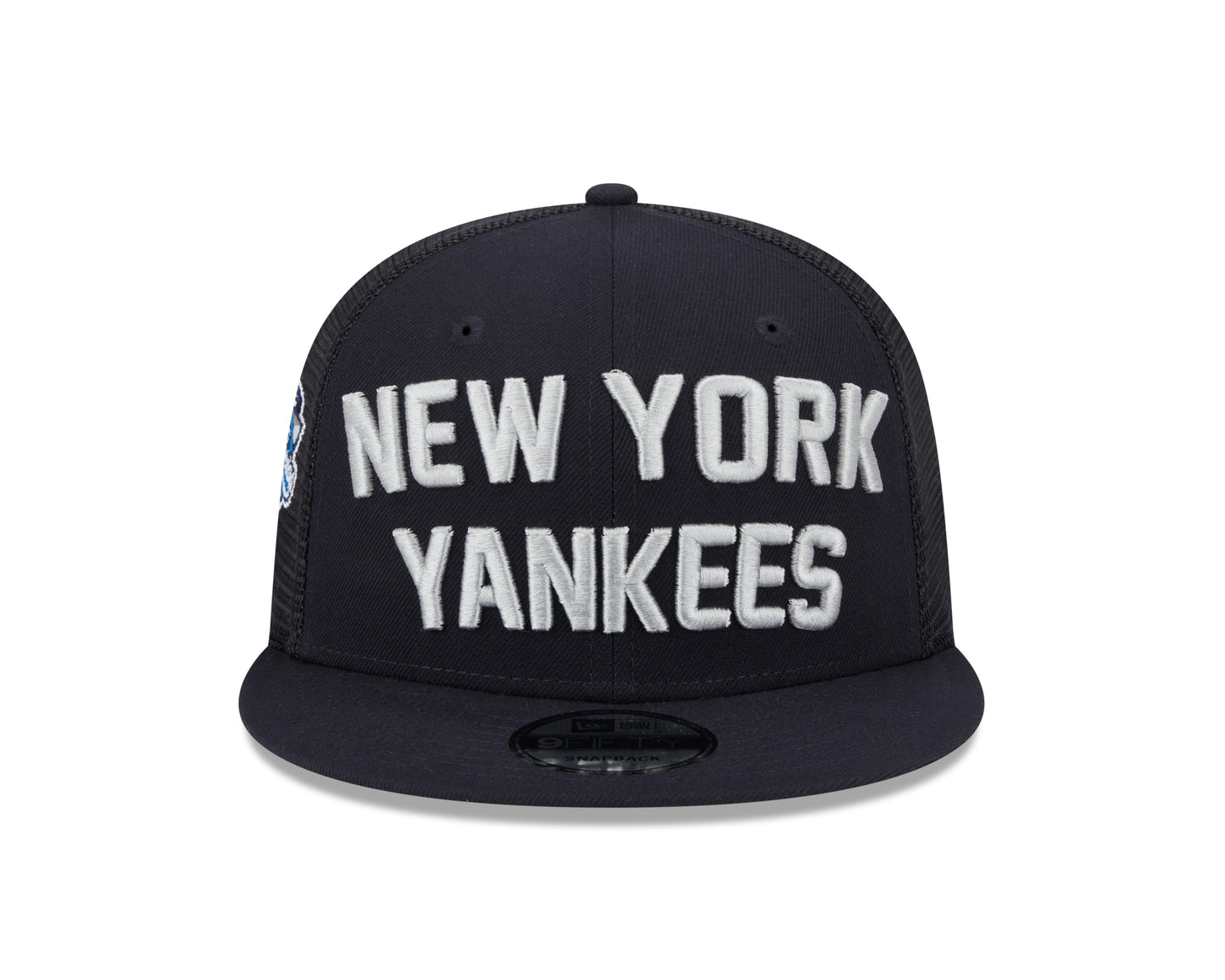 New York Yankees New Era Navy Stacked 9FIFTY Mesh Trucker Snapback Hat Official Team Hat Sports Fan Cap