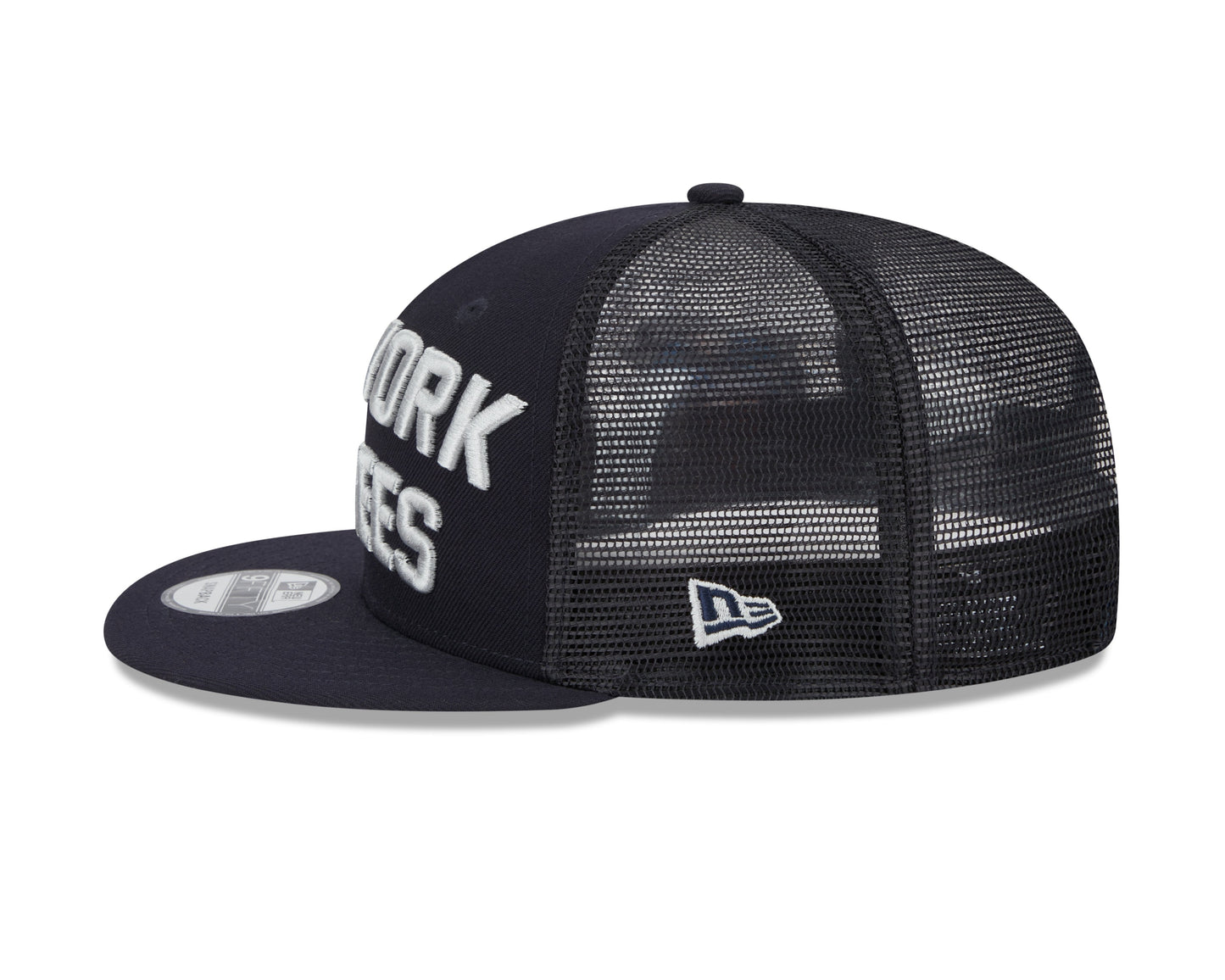 New York Yankees New Era Navy Stacked 9FIFTY Mesh Trucker Snapback Hat Official Team Hat Sports Fan Cap