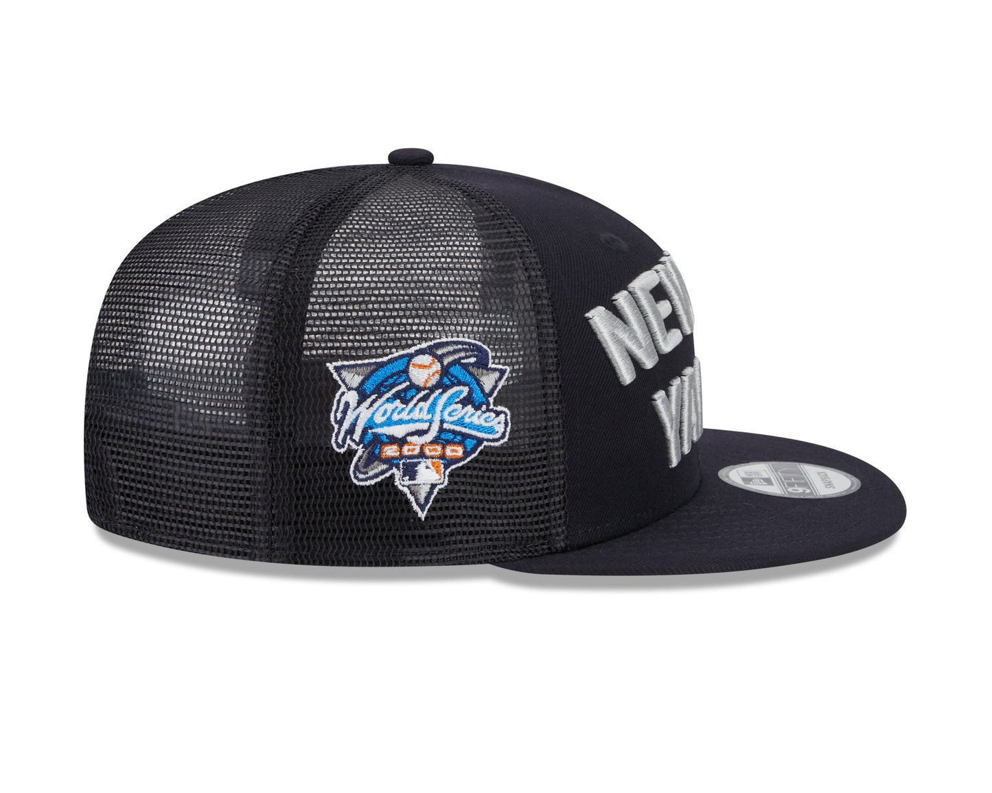New York Yankees New Era Navy Stacked 9FIFTY Mesh Trucker Snapback Hat Official Team Hat Sports Fan Cap