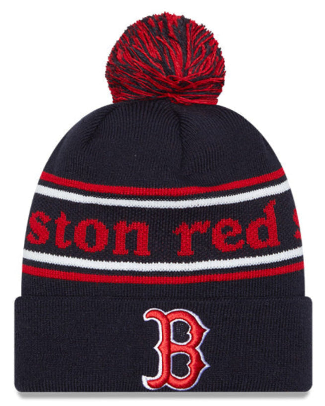 Boston Red Sox Navy New Era Marquee Cuffed Knit Hat with Pom Official Team Hat Sports Fan Cap