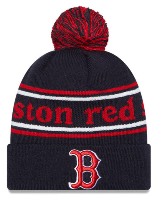Boston Red Sox Navy New Era Marquee Cuffed Knit Hat with Pom Official Team Hat Sports Fan Cap