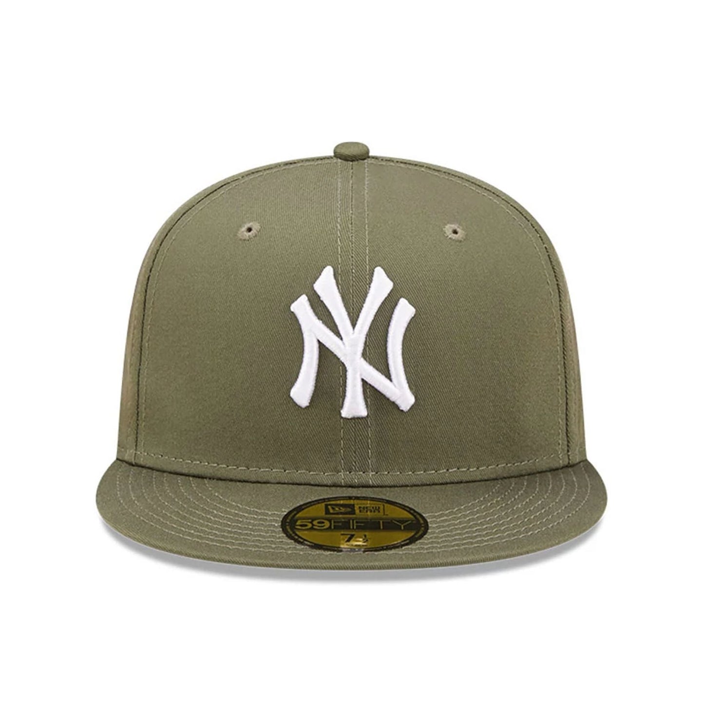 New York Yankees MLB League Essential 59FIFTY Fitted New Era Olive/White Official Team Hat Sports Fan Cap