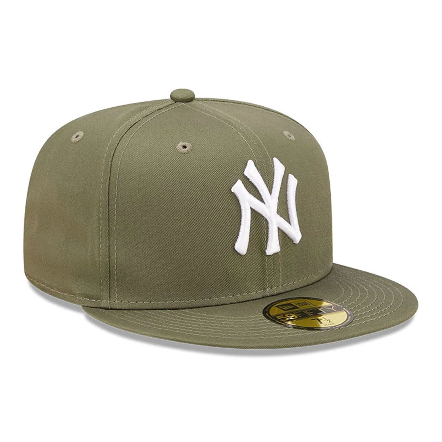 New York Yankees MLB League Essential 59FIFTY Fitted New Era Olive/White Official Team Hat Sports Fan Cap