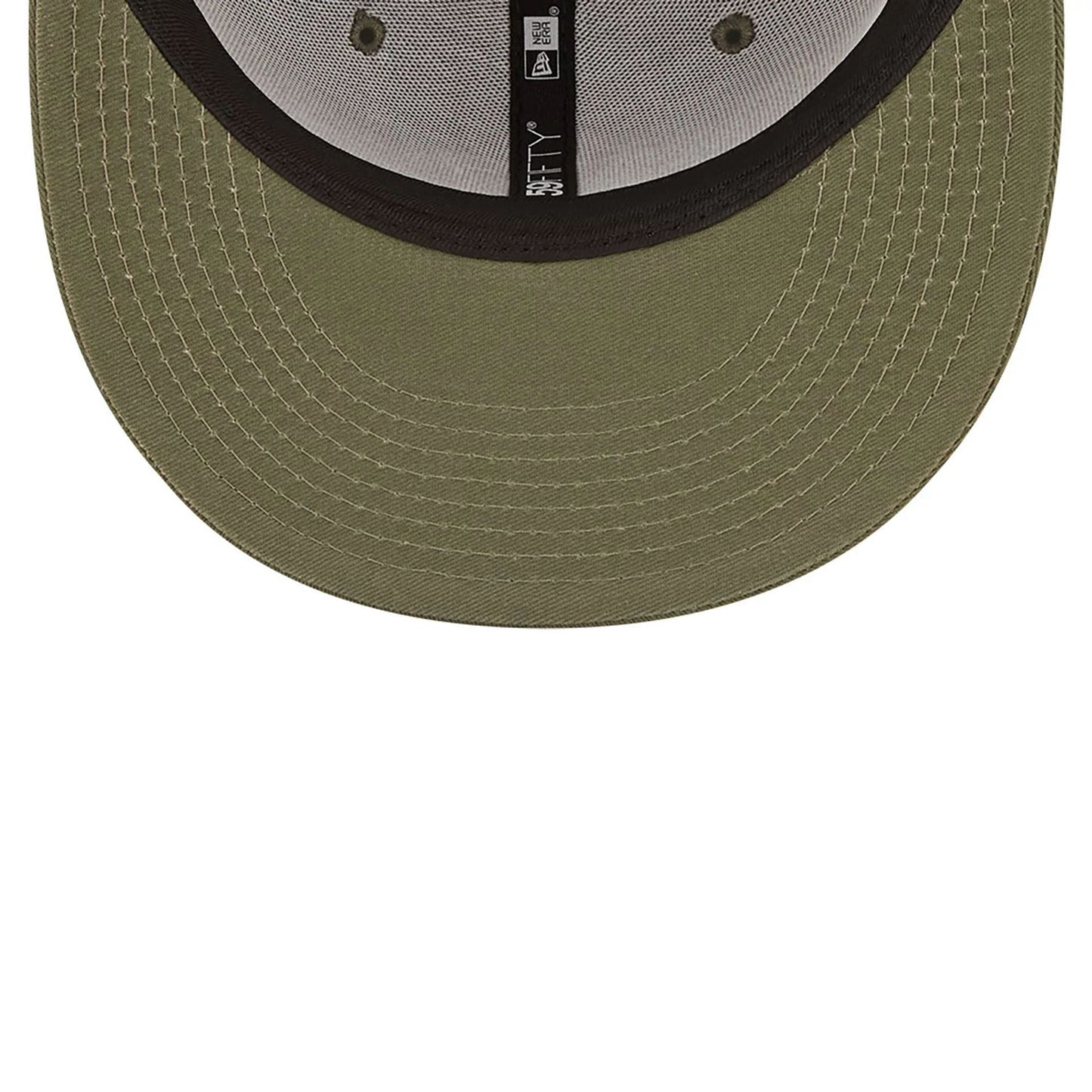 New York Yankees MLB League Essential 59FIFTY Fitted New Era Olive/White Official Team Hat Sports Fan Cap