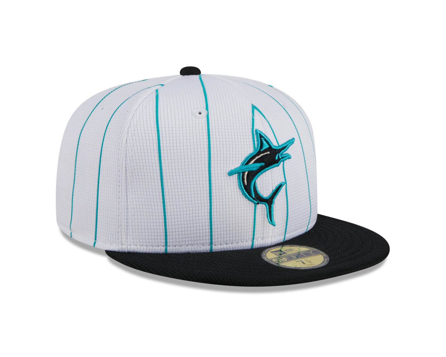 Men's Miami Marlins White 2024 Batting Practice 59FIFTY Fitted Hat Official Team Hat Sports Fan Cap