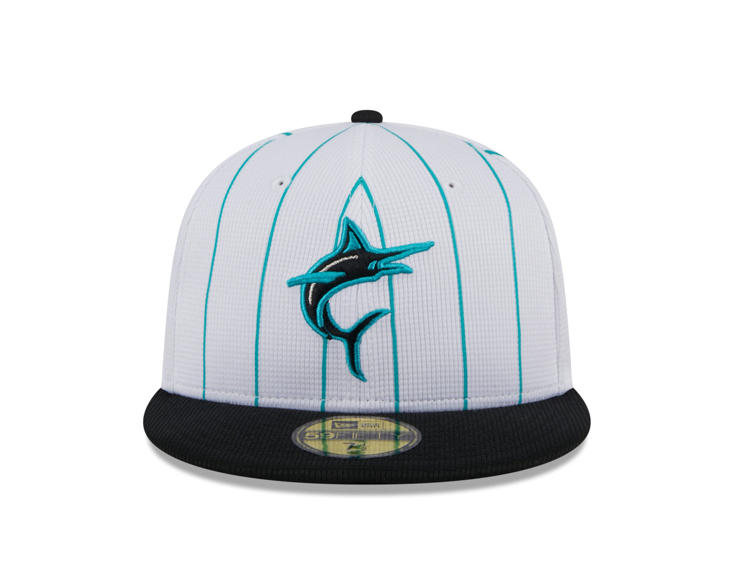 Men's Miami Marlins White 2024 Batting Practice 59FIFTY Fitted Hat Official Team Hat Sports Fan Cap