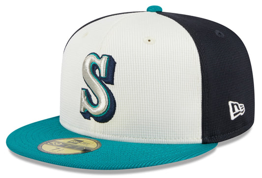 Men's Seattle Mariners New Era White 2024 Batting Practice 59FIFTY Fitted Hat Official Team Hat Sports Fan Cap