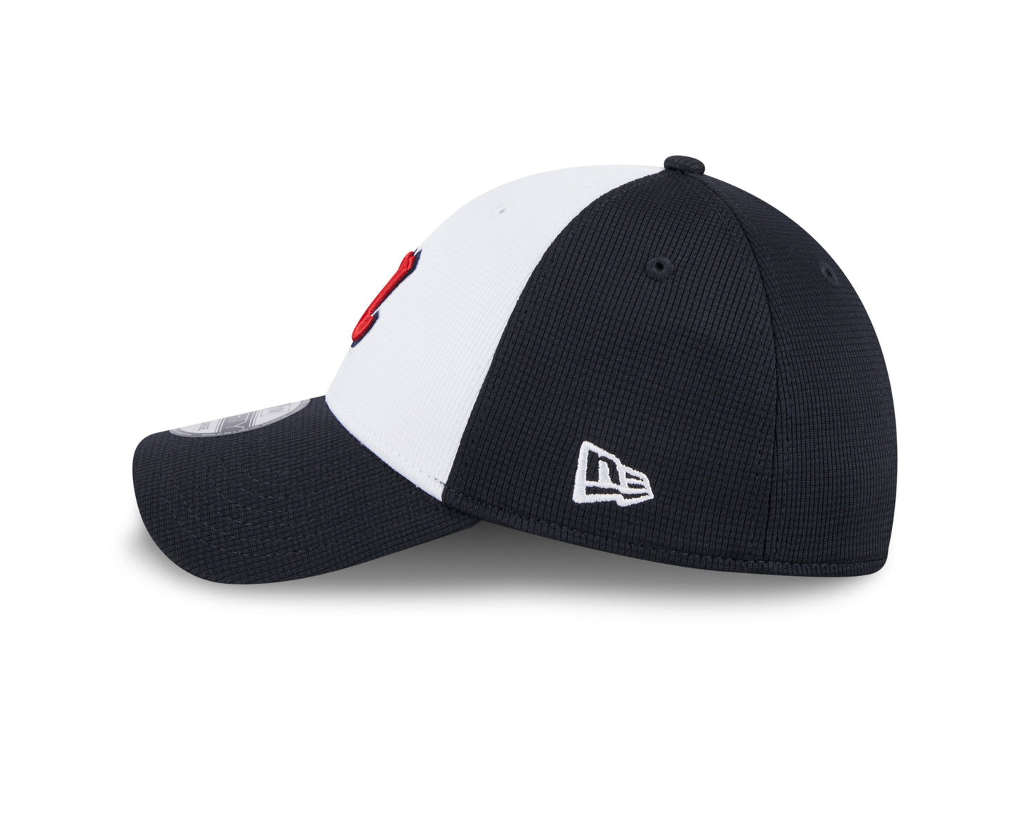 Mens New Era Atlanta Braves White/Navy 2024 Batting Practice 39Thirty Flex Fit Cap Official Team Hat Sports Fan Cap