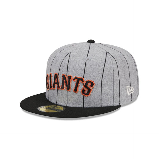 San Francisco Giants Heather Pinstripe MLB 59FIFTY Fitted New Era Official Team Hat Sports Fan Cap
