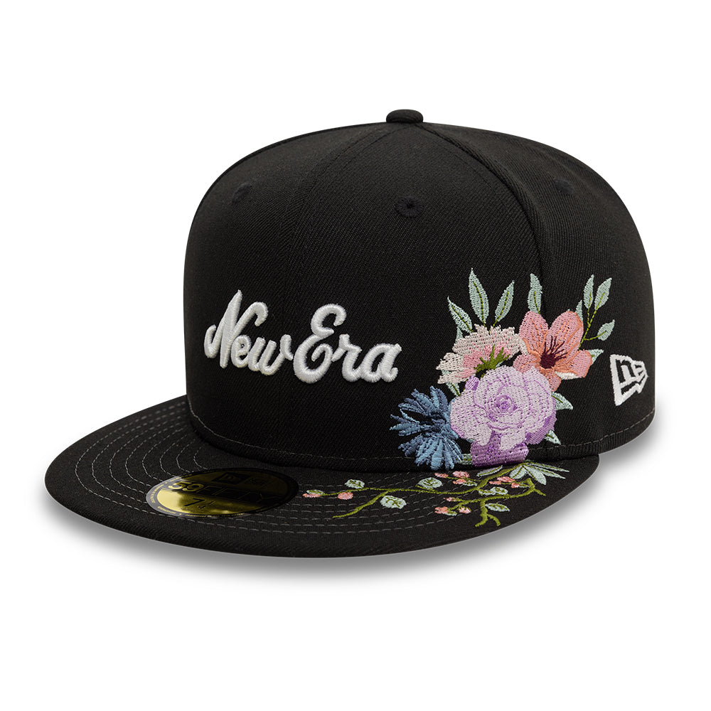 Branded New Era MLB Floral 59Fifty New Era Black/White Official Team Hat Sports Fan Cap