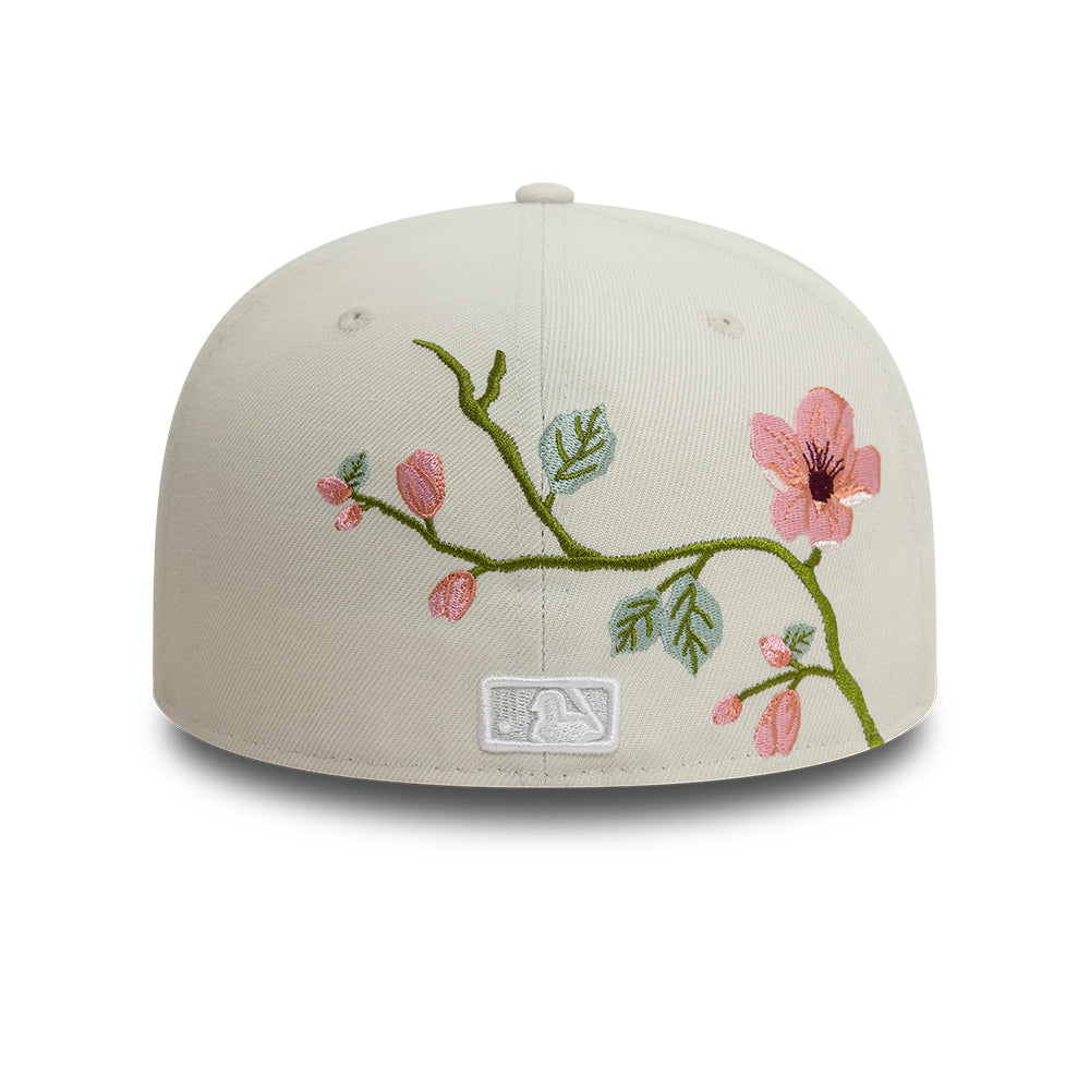 New York Yankees MLB Floral 59Fifty New Era Cream/White Official Team Hat Sports Fan Cap