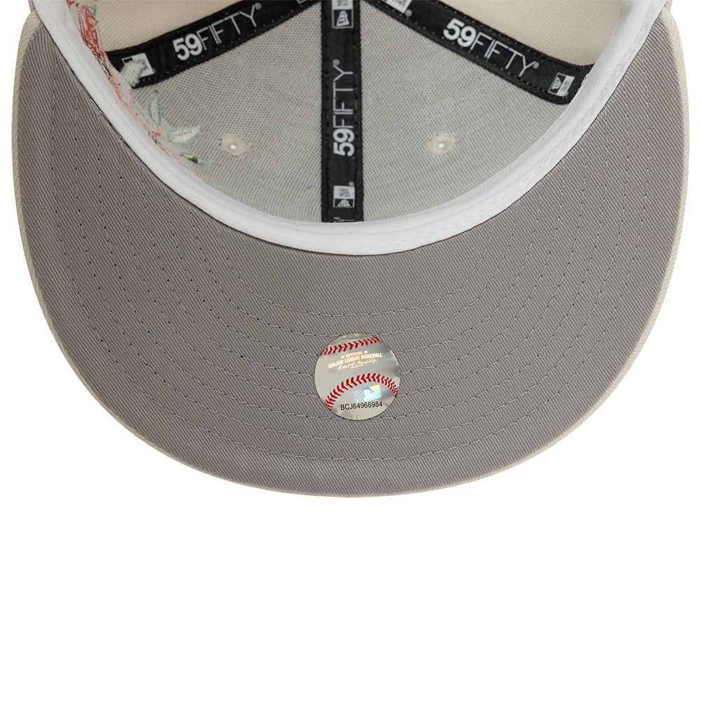 New York Yankees MLB Floral 59Fifty New Era Cream/White Official Team Hat Sports Fan Cap