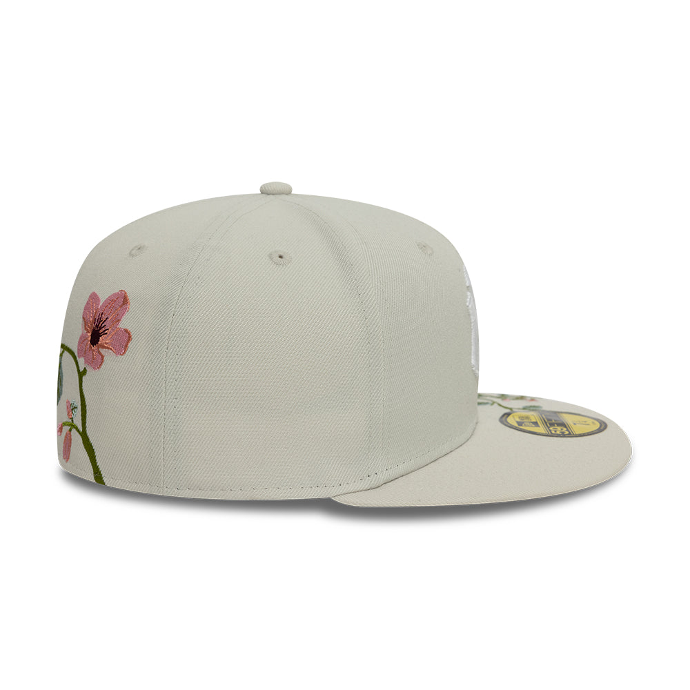 New York Yankees MLB Floral 59Fifty New Era Cream/White Official Team Hat Sports Fan Cap