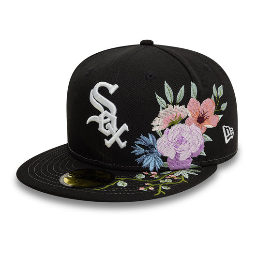 Chicago White Sox MLB Floral 59Fifty New Era Black/White Official Team Hat Sports Fan Cap