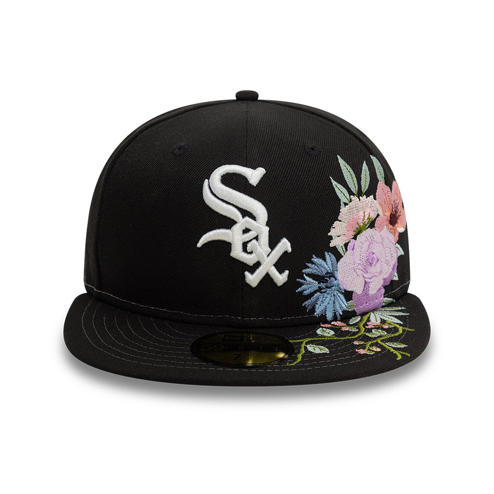 Chicago White Sox MLB Floral 59Fifty New Era Black/White Official Team Hat Sports Fan Cap