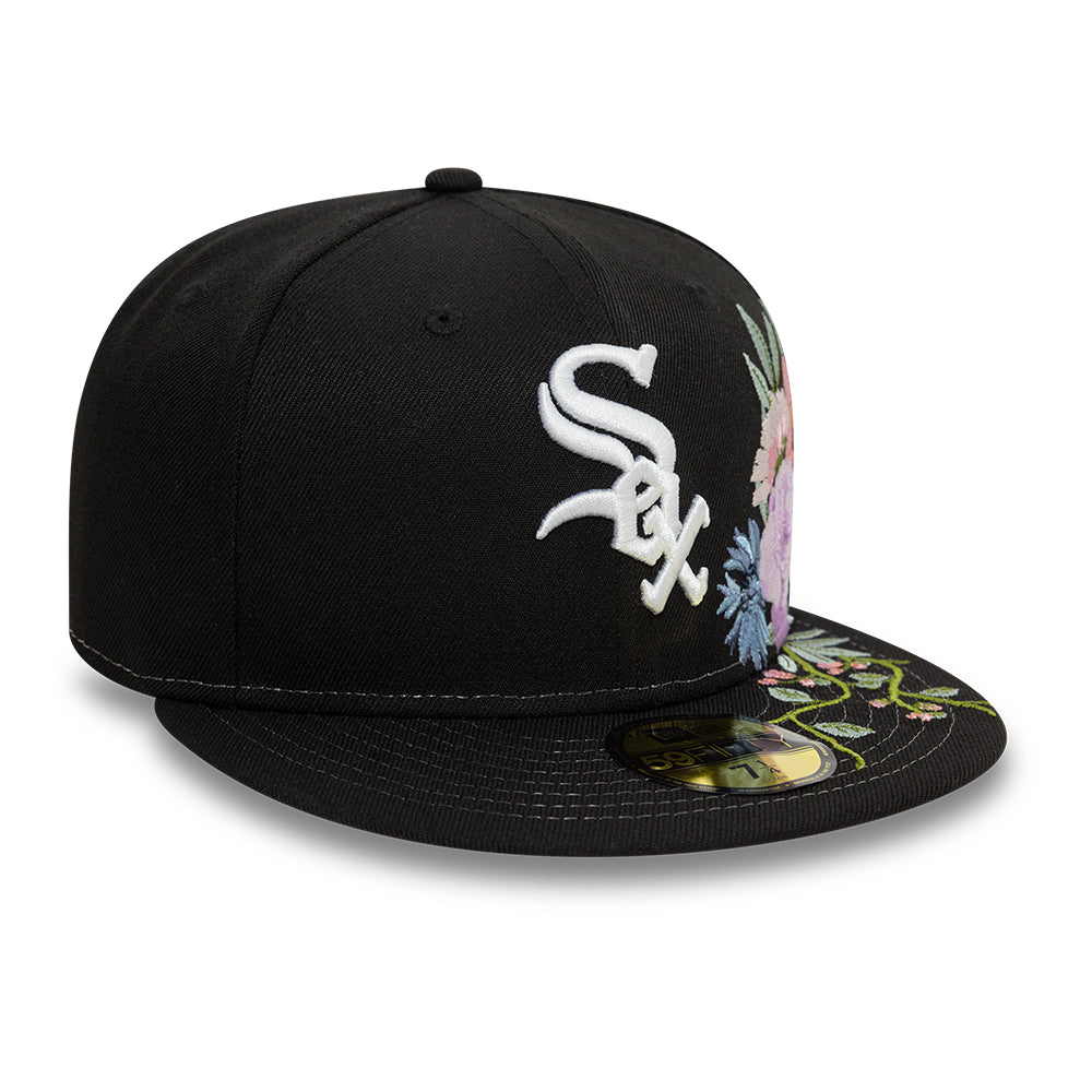 Chicago White Sox MLB Floral 59Fifty New Era Black/White Official Team Hat Sports Fan Cap