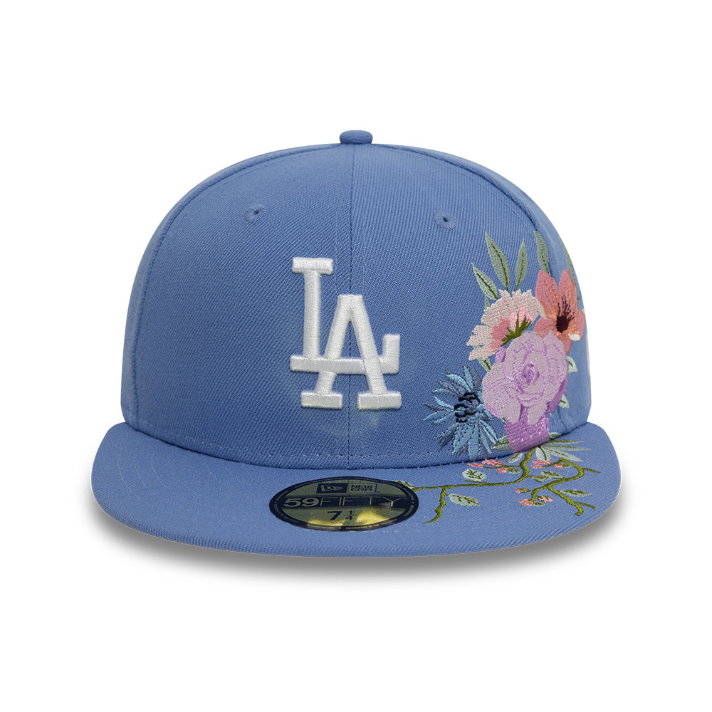 Los Angeles Dodger MLB Floral 59Fifty New Era Light Blue/White Official Team Hat Sports Fan Cap