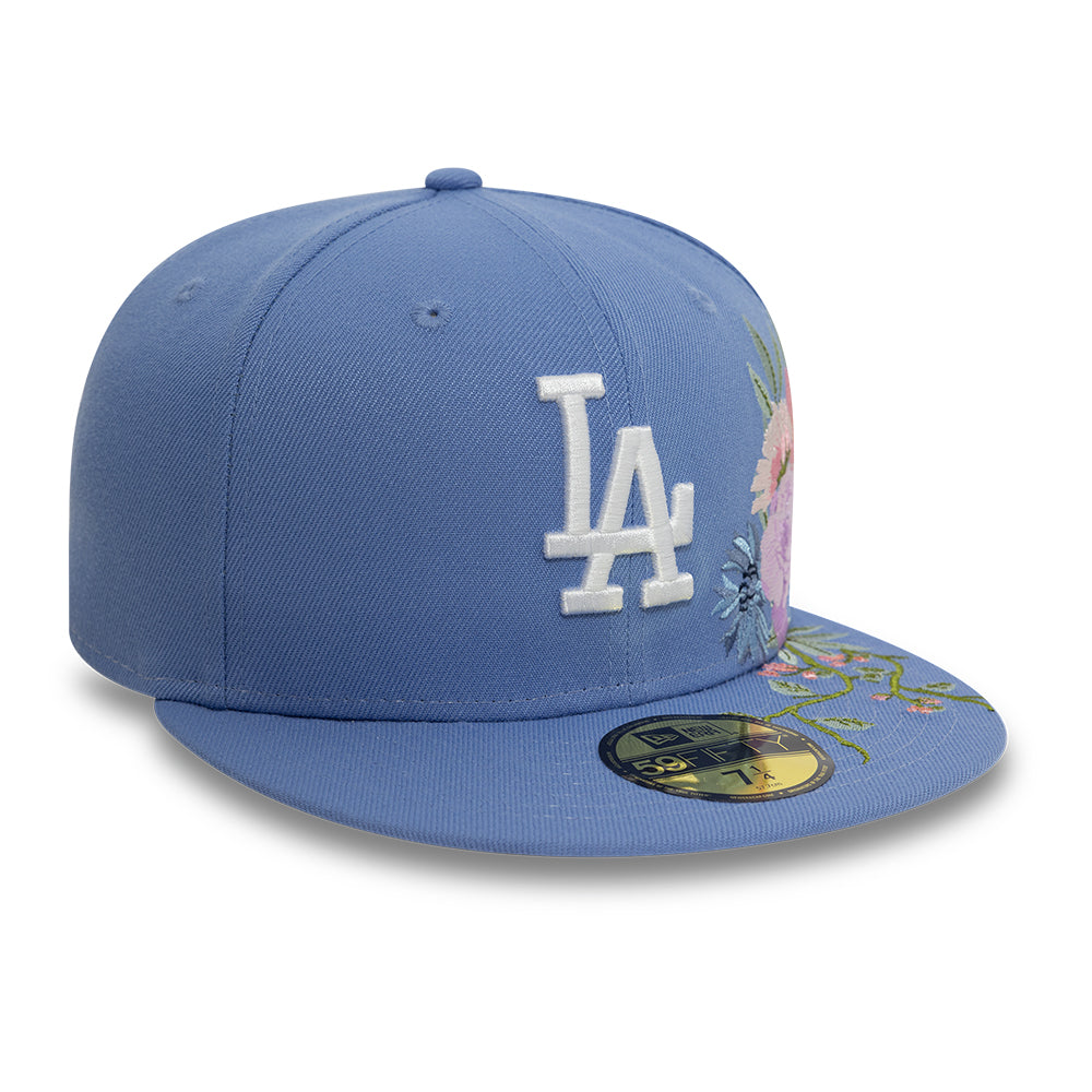 Los Angeles Dodger MLB Floral 59Fifty New Era Light Blue/White Official Team Hat Sports Fan Cap